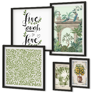 Set om 5 tavlor Växtmotiv boho accenter