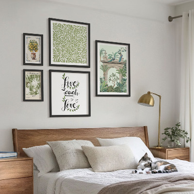 Set om 5 tavlor Växtmotiv boho accenter