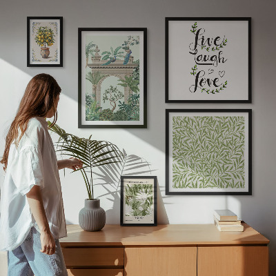 Set om 5 tavlor Växtmotiv boho accenter
