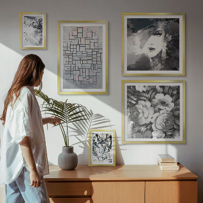 Väggdekoration tavelset Abstrakta blommor moderna porträtt