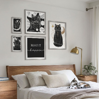 Väggdekoration tavelset Svarta katter boho utrymme