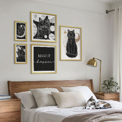 Väggdekoration tavelset Svarta katter boho utrymme