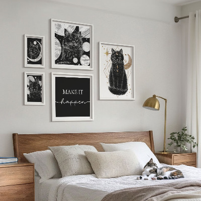 Väggdekoration tavelset Svarta katter boho utrymme