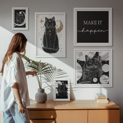 Väggdekoration tavelset Svarta katter boho utrymme