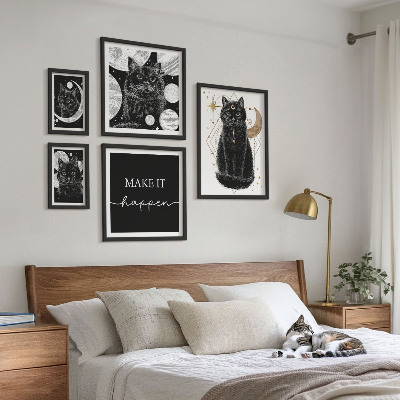 Väggdekoration tavelset Svarta katter boho utrymme