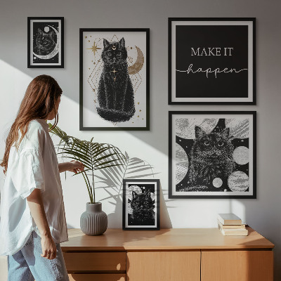Väggdekoration tavelset Svarta katter boho utrymme