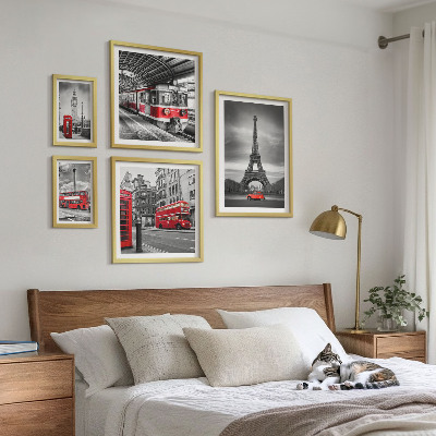 Set om 5 tavlor Snygg utsikt över London och Paris