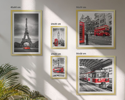 Set om 5 tavlor Snygg utsikt över London och Paris