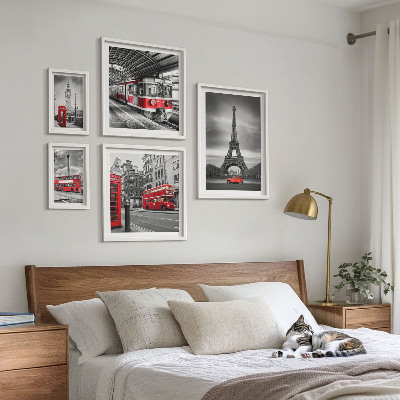 Set om 5 tavlor Snygg utsikt över London och Paris