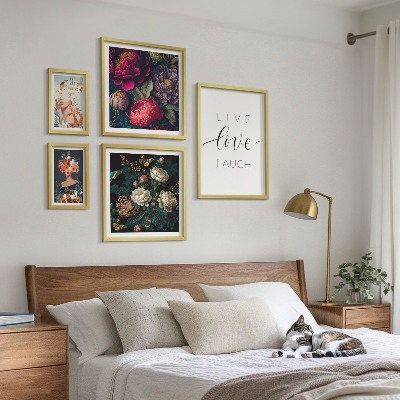 Set om 5 tavlor Blommiga motiverande slogans