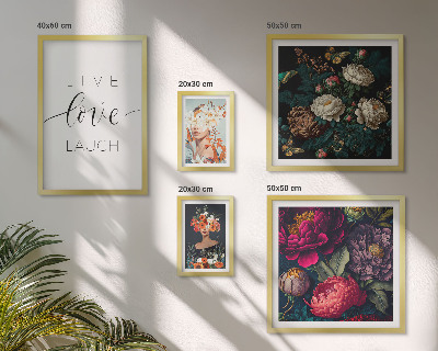 Set om 5 tavlor Blommiga motiverande slogans
