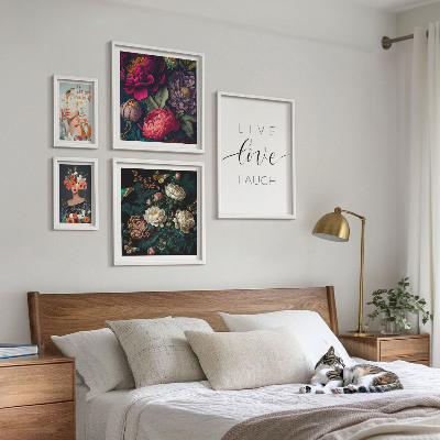 Set om 5 tavlor Blommiga motiverande slogans