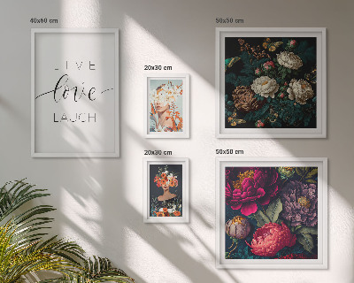 Set om 5 tavlor Blommiga motiverande slogans