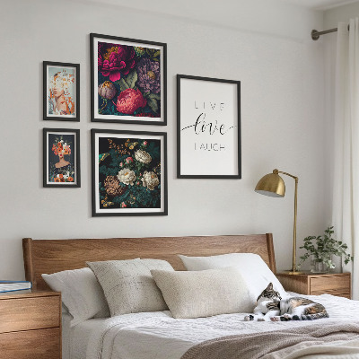 Set om 5 tavlor Blommiga motiverande slogans