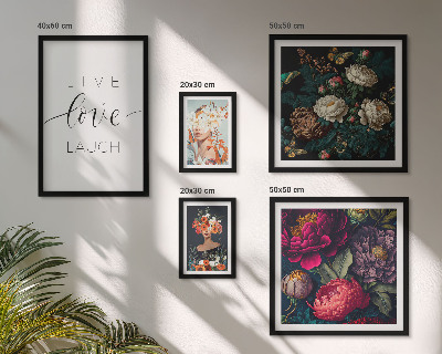 Set om 5 tavlor Blommiga motiverande slogans