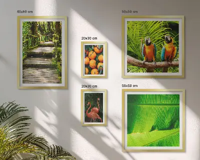 Tavelvägg med 5 tavlor med motiv av tropiska frukter i naturstil