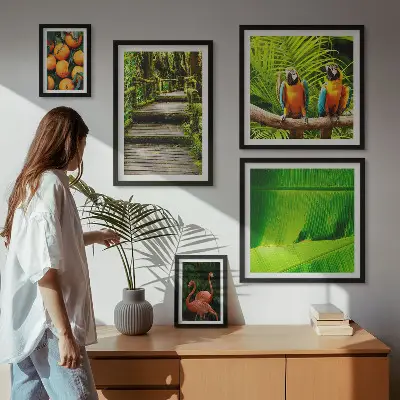 Tavelvägg med 5 tavlor med motiv av tropiska frukter i naturstil