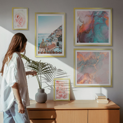 Set om 5 tavlor Romantiska rosa landskap