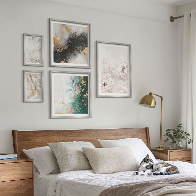 Tavelvägg med 5 tavlor Blommiga accenter abstrakt elegans