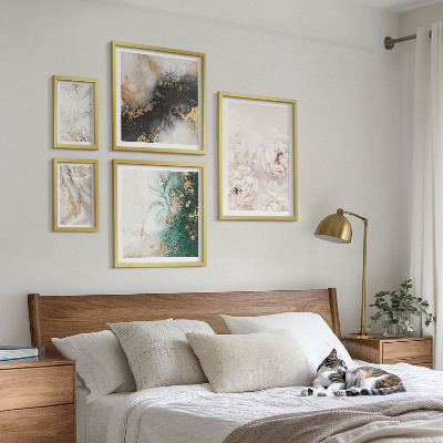 Tavelvägg med 5 tavlor Blommiga accenter abstrakt elegans