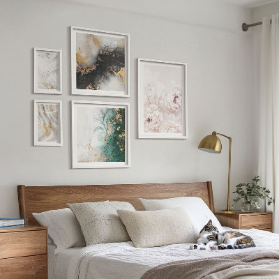 Tavelvägg med 5 tavlor Blommiga accenter abstrakt elegans