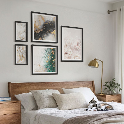 Tavelvägg med 5 tavlor Blommiga accenter abstrakt elegans