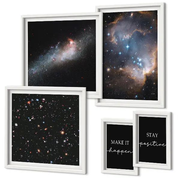 Tavelset väggdekoration med kosmisk inspirationsmotivation