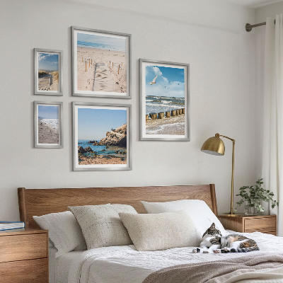 Tavelvägg med 5 tavlor Strandlandskap vid havet