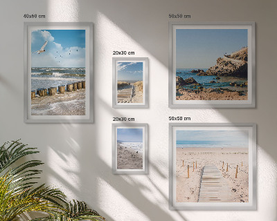 Tavelvägg med 5 tavlor Strandlandskap vid havet