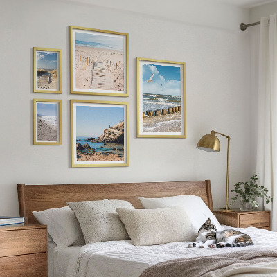Tavelvägg med 5 tavlor Strandlandskap vid havet