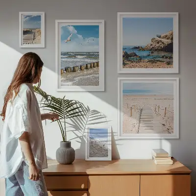 Tavelvägg Strandlandskap set med 5 tavlor