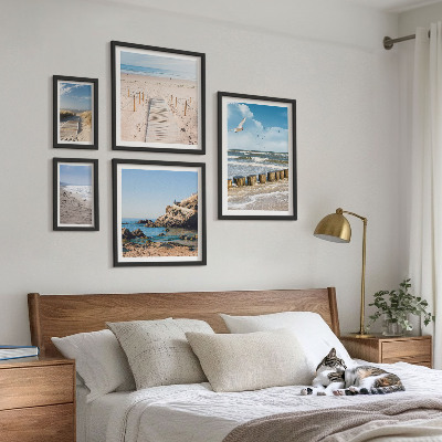Tavelvägg med 5 tavlor Strandlandskap vid havet