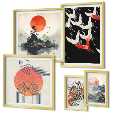 Väggdekoration tavelset Japansk konst naturtradition