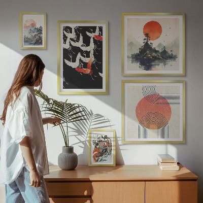 Väggdekoration tavelset Japansk konst naturtradition