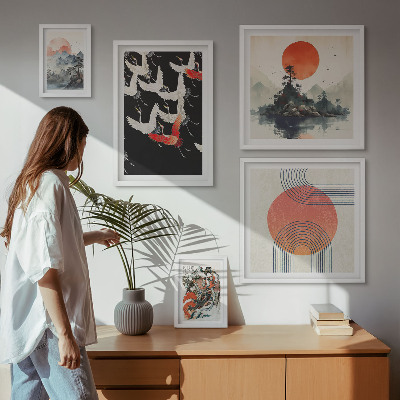 Väggdekoration tavelset Japansk konst naturtradition
