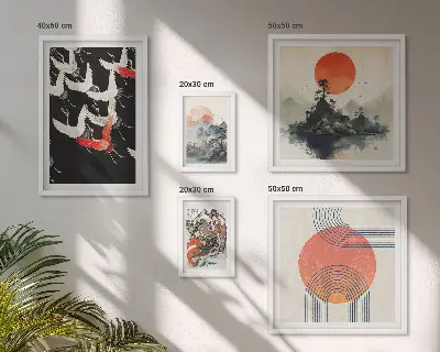 Tavelset väggdekoration japansk naturkonst