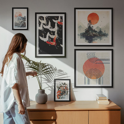 Väggdekoration tavelset Japansk konst naturtradition