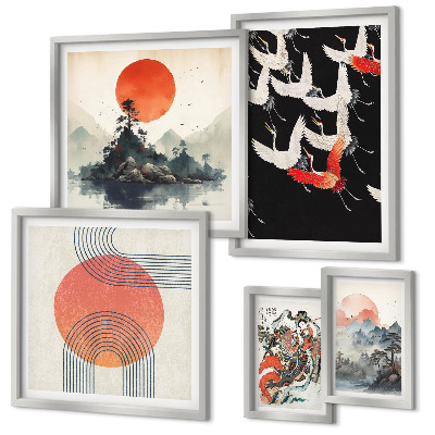 Väggdekoration tavelset Japansk konst naturtradition
