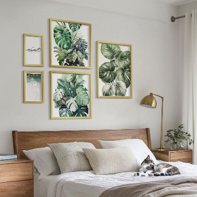 Tavelvägg med 5 tavlor Moderna växtmotiv