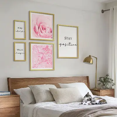 Väggdekoration tavelset med motiverande blomcitat