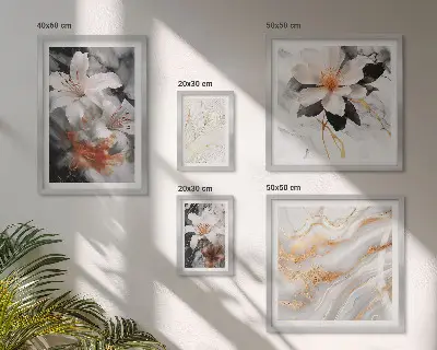 Blommig marmor bakgrund elegans set om 5 tavlor