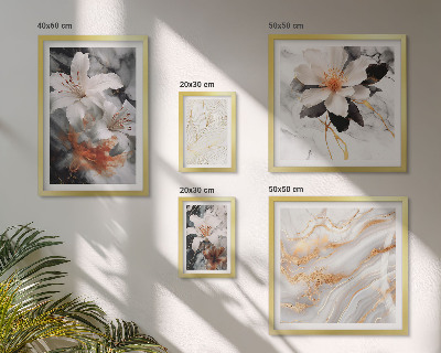 Set om 5 tavlor Blommig marmor bakgrund elegans