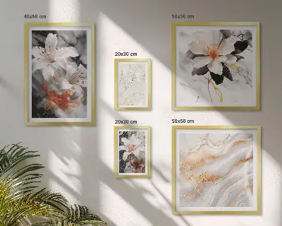 Blommig marmor bakgrund elegans set om 5 tavlor