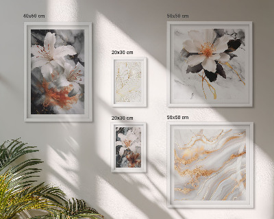 Set om 5 tavlor Blommig marmor bakgrund elegans