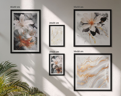 Set om 5 tavlor Blommig marmor bakgrund elegans