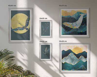 Set om 5 tavlor Fåglar berg modern stil