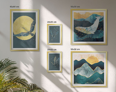 Set om 5 tavlor Fåglar berg modern stil