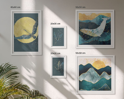 Set om 5 tavlor Fåglar berg modern stil