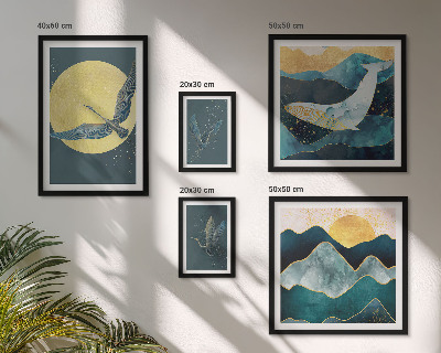 Set om 5 tavlor Fåglar berg modern stil