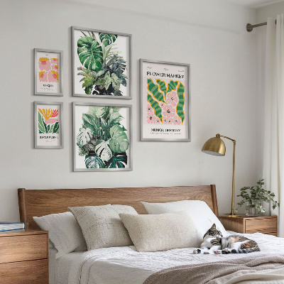 Tavelvägg med 5 tavlor Växtmotiv boho blommor